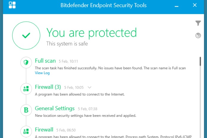 Capture écran de l'antivirus Bitdefender.